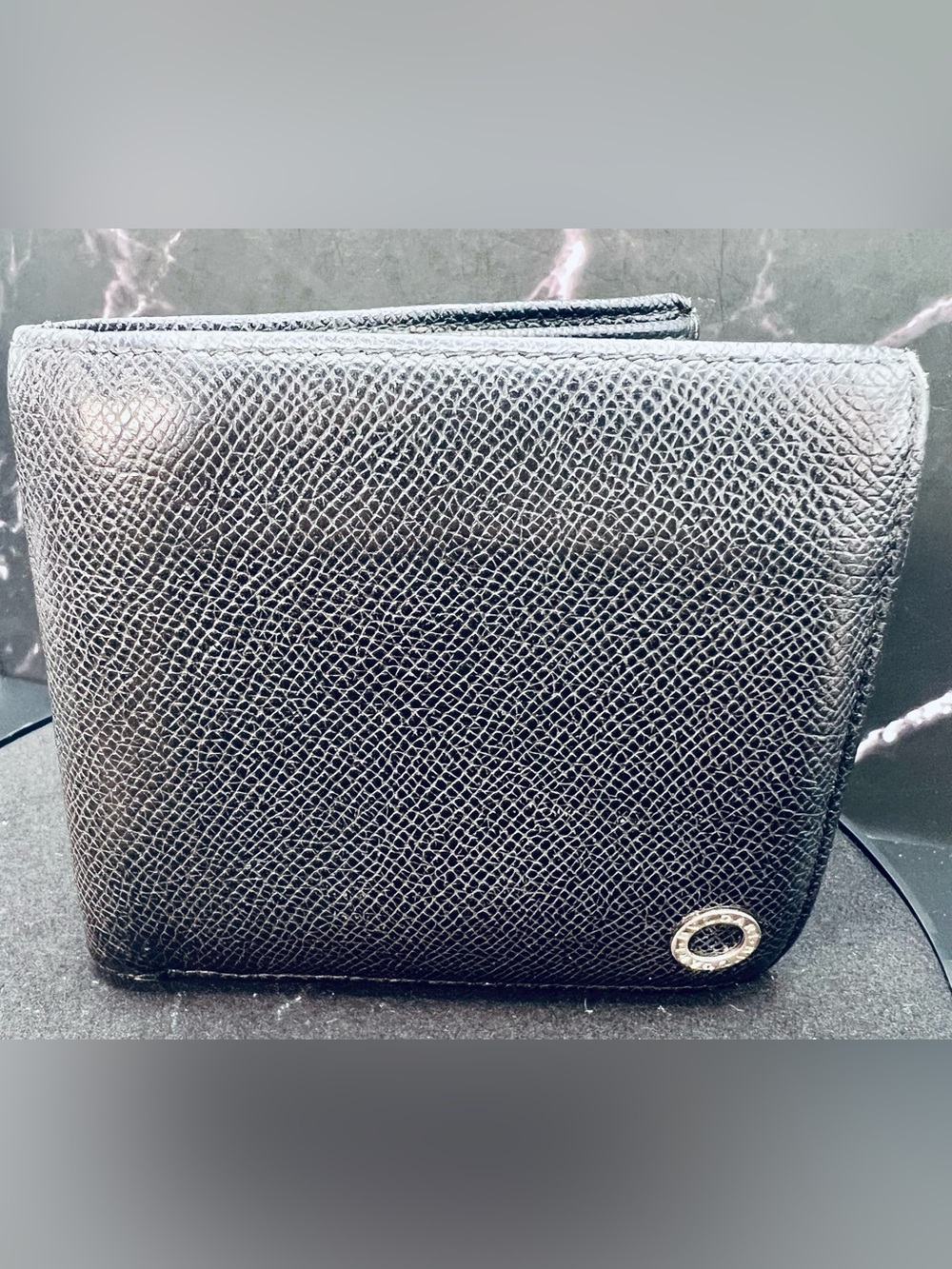 Black Bulgari Bvlgari Man leather wallet with blue interior 🩵 GUC